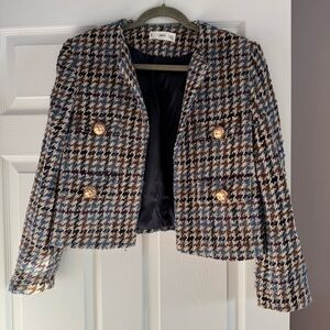 Mango Blue and Brown Tweed Blazer